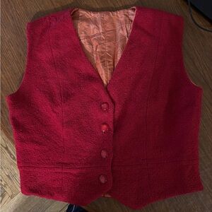 Vintage 100% Boiled Wool Red Button-Up Vest